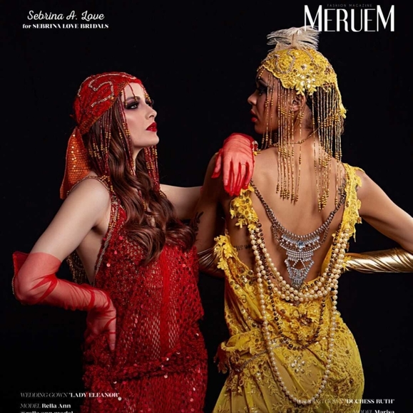 SAMPLE GOWN ONLY- LADY ELEANOR Custom Order Red Gatsby Wedding Gown - Picture 12 of 15